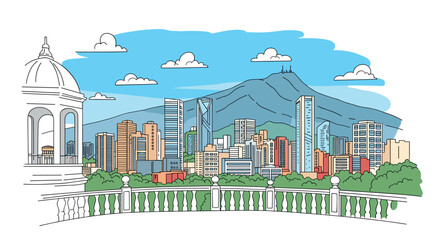 Caracas skyline doodle with iconic landmarks and architecture