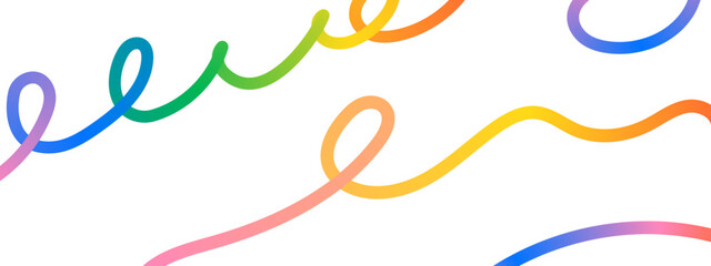 Squiggle gradient ribbon background. Colorful swirl shapes and wavy line patterns for vibrant kid designs.