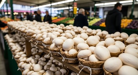 Fresh white button mushrooms