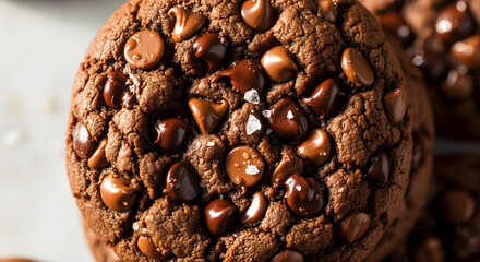 Indulge in decadent, rich chocolate chip cookies with glistening molten chocolate and flaky sea salt for ultimate sweet and savory bliss