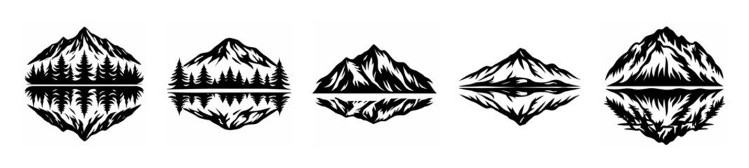 Serene mountain peaks reflected in calm water landscape scenery art