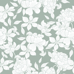 Hand Drawn Rose and Blossom Flower Seamless Pattern