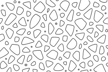 Fototapeta premium Seamless pattern of hand drawn irregular rounded shapes and scattered dots