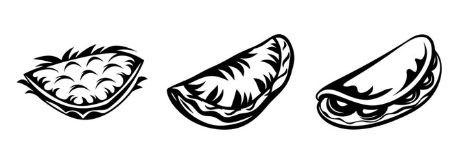 Artistic sketch of three savory savory empanadas ready to be enjoyed deliciously