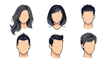 Diverse Vector Hair Styles Customizable Avatar Options