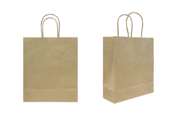 Empty brown paper bag with handle 2 type isolated