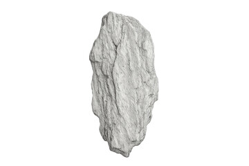 A single light gray textured rock with vertical striations and a rough, craggy surface, showcasing its detailed geological formation and natural mineral patterns