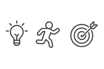 Business strategy concept showing idea generation action execution and goal achievement