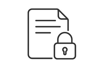 Locked padlock symbol securing a digital document representing data protection and privacy