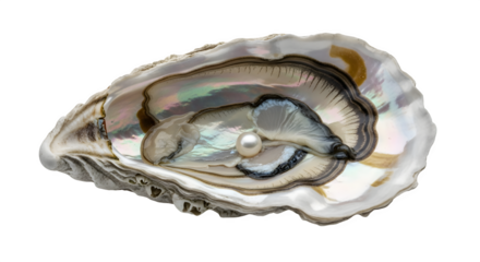 Oyster shell with pearl, isolated on transparent background