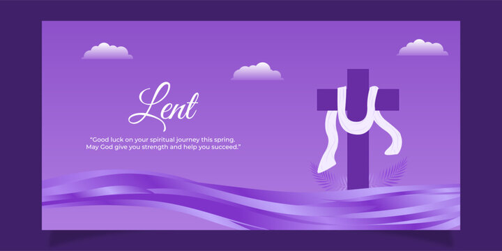 Vector illustration of Lent greeting social media template