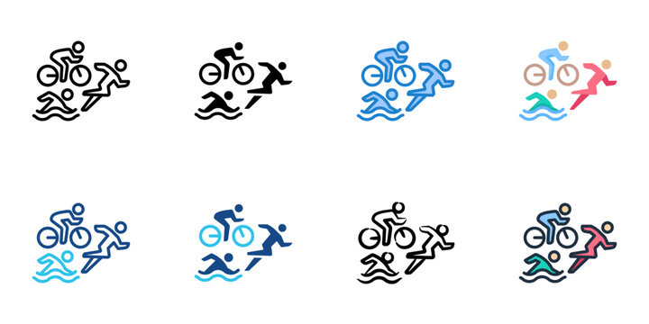 Triathlon icon set multiple style collection 
