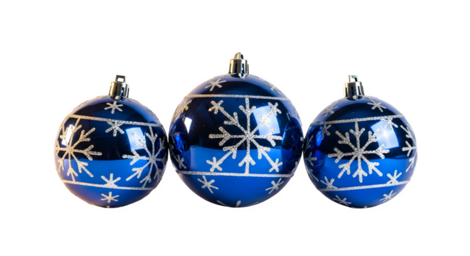 Blue Snowflake Christmas Ornaments, isolated on transparent background - Powered by Adobe