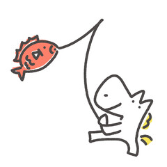 鯛を釣り上げて喜ぶ笑顔の白馬　正月素材