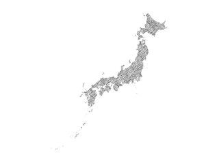 Japan map hand drawn Sketch background vector, Japan freehand Sketch map, vintage hand drawn map.