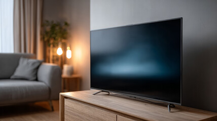Modern living room with a television and stylish decor.