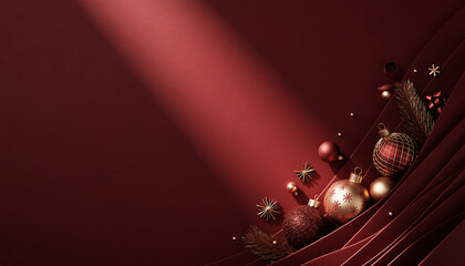 Elegant Christmas Ornaments in Deep Red and Gold for Festive Holiday Cheer, Perfect for Seasonal Greetings and Celebrations with Warm and Luxurious Style
