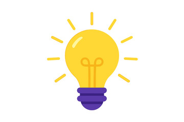 Bright yellow glowing light bulb icon symbolizing a new idea, innovation, and creative energy
