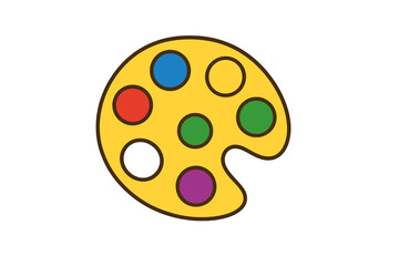 Wooden artist palette loaded with various colorful paint spots ready for creative drawing and painting