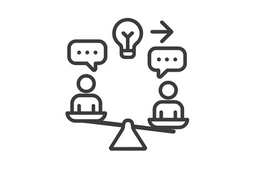 Collaborative idea exchange and problem-solving balance scale concept