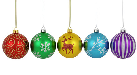 Colorful Christmas Ornaments, isolated on transparent background