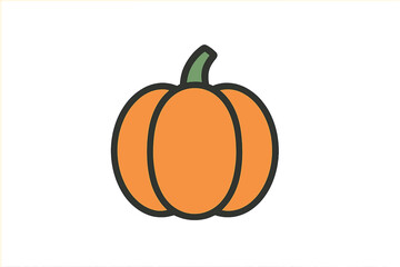 Simple orange pumpkin with green stem for autumn harvest and Halloween decoration