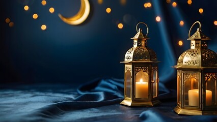 Lanterns Under Crescent Sky