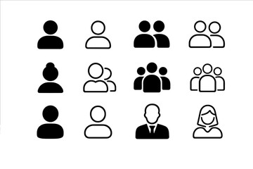 Set of user profile and people group icons for web and mobile interface design