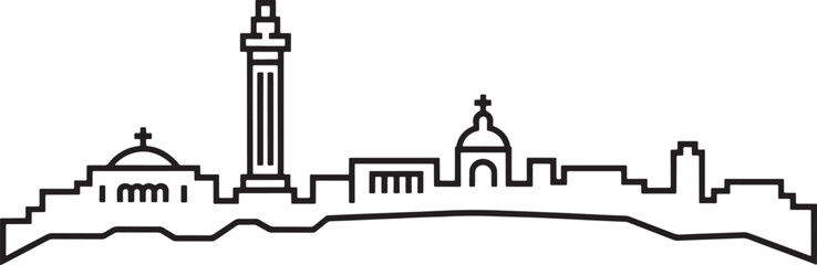 Valletta city silhouette, european town outline. malta landscape vector art