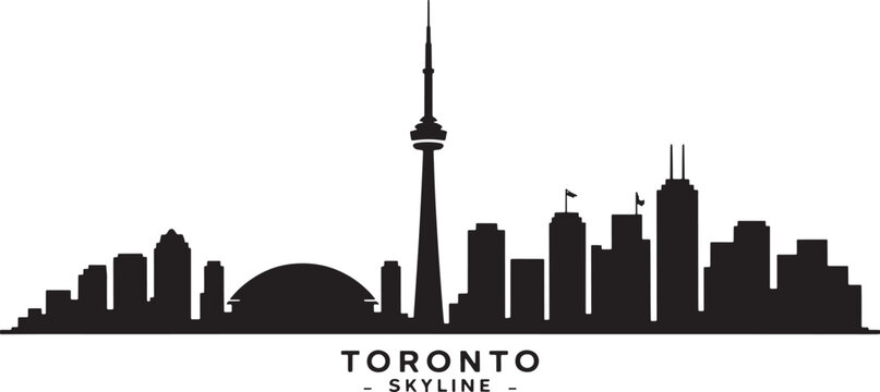 Toronto skyline detailed silhouette vector illustration on transparent background