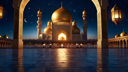 Golden Mosque Archway View