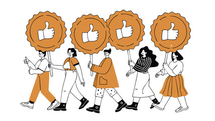 A vibrant banner or advertisement showcasing a diverse group of people marching together holding large colorful banners and flags symbolizing unity community and celebration