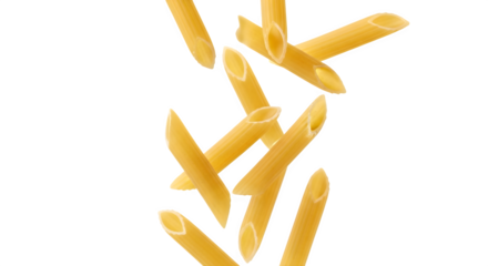 Penne Pasta Falling, isolated on transparent background