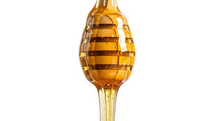 Honey dripping stream, isolated on transparent background