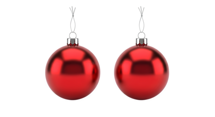 Red Christmas Ornaments, isolated on transparent background