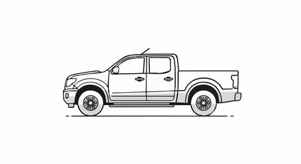 Fototapeta premium Modern Pickup Truck Icon Illustration Using Neat Outlines, Very Minimal Shading, and Smooth Simple Geometry for UI and Branding Projects