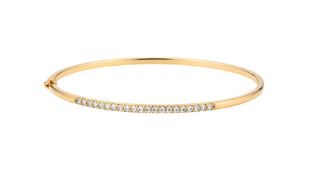 Gold diamond bangle bracelet, isolated on transparent background