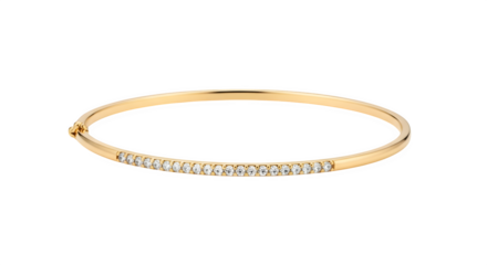 Gold diamond bangle bracelet, isolated on transparent background