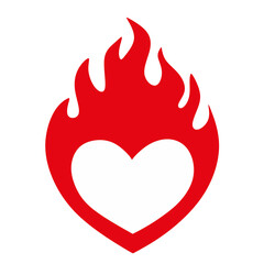 Heart on Fire Shape Graphic Design Element Icon