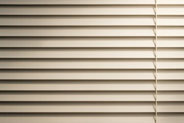 Obraz premium Beige horizontal blinds casting soft light shadows on a wall, creating a minimal abstract pattern suitable for modern design backgrounds. Ai generative