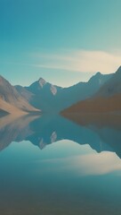 Serene alpine lake reflection at sunrise background