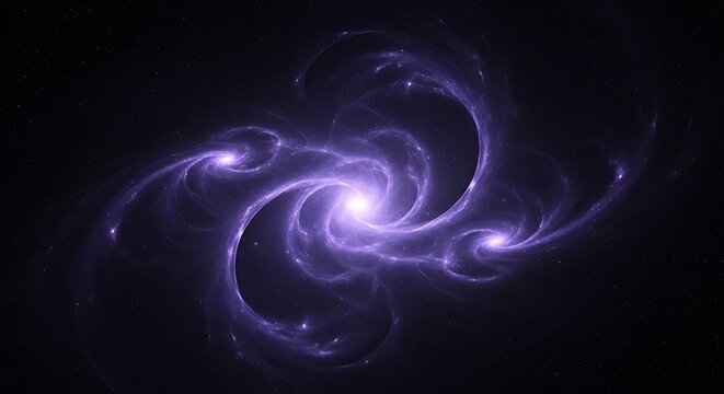 Dynamic purple nebula swirls and distant stars in deep space, abstract cosmic background