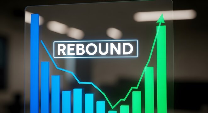 Financial rebound graph showing recovery with upward trend and positive growth