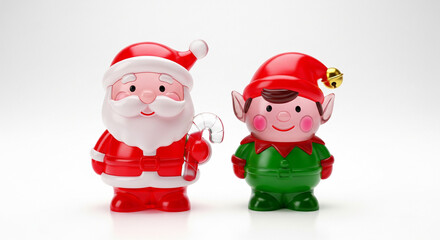 Jelly Santa and Elf Duo on White