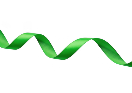 Curved green ribbon, isolated on transparent background grainy - Powered by Adobe
