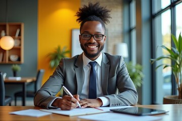 Tax Season Prep: A Stylish African American Accountant in Action