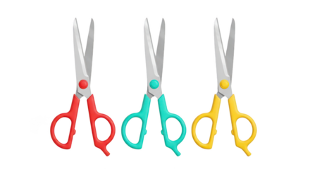 Three Colorful Craft Scissors Isolated On Black Background