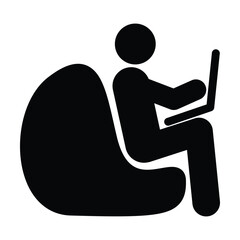 Person Working on Laptop Icon - Office Worker, Remote Work, Freelance, Business Desk Graphic
