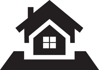 Simple black and white icon representing a house or real estate property