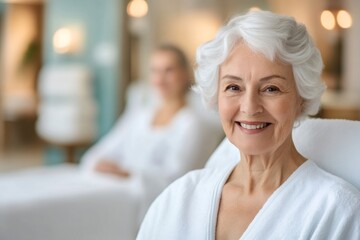 Senior woman enjoying spa wellness and self-care